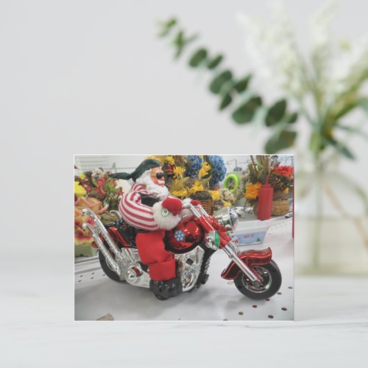 Biker Santa Postkarte (Stehend Vorderseite)