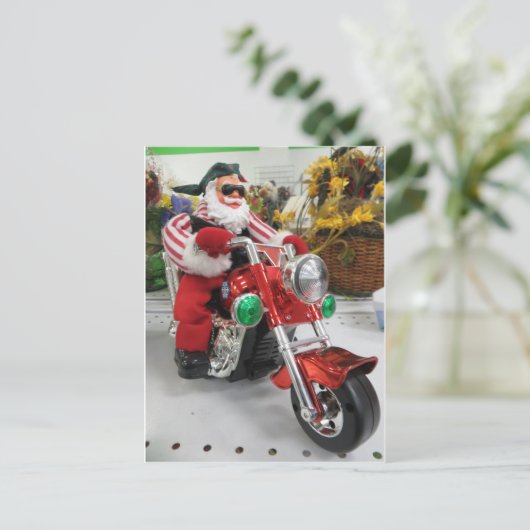 Biker Santa Postkarte (Stehend Vorderseite)