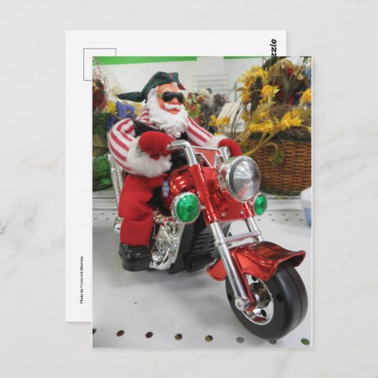 Biker Santa Postkarte (Vorne/Hinten)