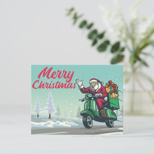 Biker Santa Postkarte (Stehend Vorderseite)