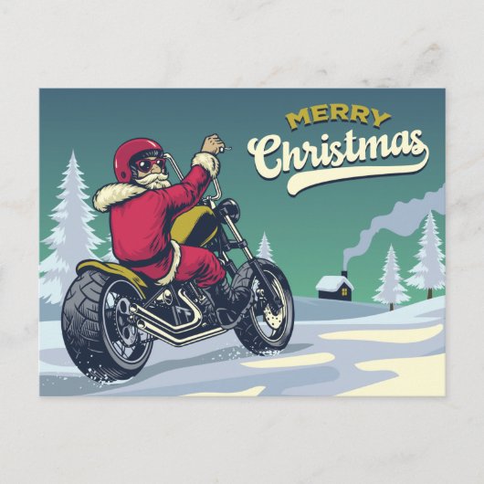Biker Santa Postkarte (Vorderseite)
