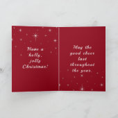 Biker Santa Riding ein Motorrad Moon Sky Dunkelrot Karte (Innenseite)