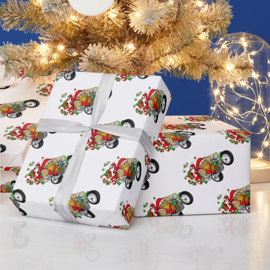 Biker Santa Wrapping Paper Geschenkpapier (Feiertage)