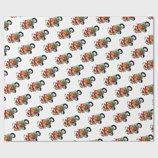 Biker Santa Wrapping Paper Geschenkpapier (Flach)