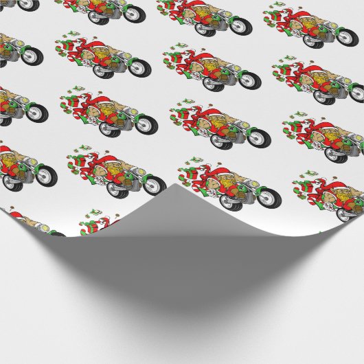 Biker Santa Wrapping Paper Geschenkpapier (Ecke)