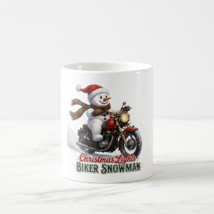 Biker-Schneemann-Weihnachtsbeleuchtung Kaffeetasse