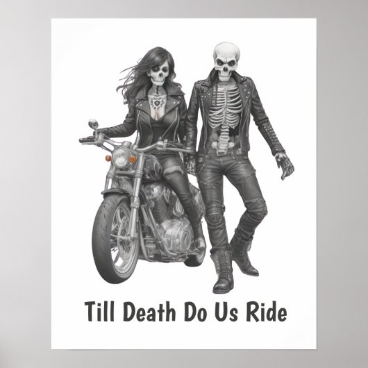 Biker Skeleton Couple Poster (Vorne)
