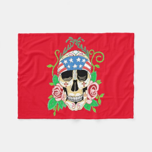 Biker Skull Fleecedecke (Vorderseite (Horizontal))