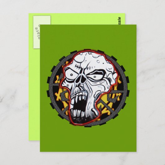Biker Skull Postkarte (Vorne/Hinten)