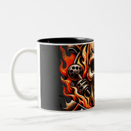 ​Biker Skull Ride to Live Live to Ride Fiery Graph Zweifarbige Tasse