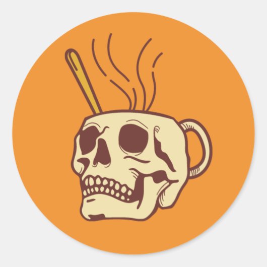 Biker Skull Runder Aufkleber (Vorderseite)