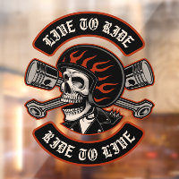 Biker Skull Überquerte Kolben Live to Ride Window