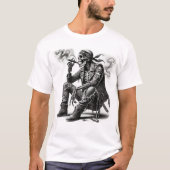 Biker Style Skelett Rauchwagen T-Shirt (Vorderseite)