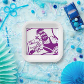 Biker-Teller mit lila Quadrat Pappteller (Party)