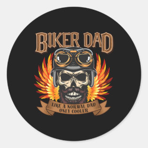 Biker Vater Motorrad Vatertag Biker Skull Runder Aufkleber