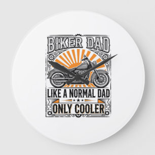 Biker-Vater Vintage-Motorrad-Vektordesign_1 Große Wanduhr