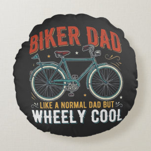 Biker-Vater wie ein normaler Vater, aber wheely co Rundes Kissen