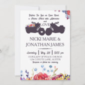 Biker Wedding Floral Wildblume Succules Einladung (Vorderseite)