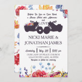 Biker Wedding Floral Wildblume Succules Einladung (Vorne/Hinten)