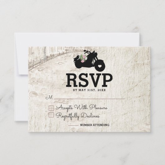 Biker Wedding RSVP Einsteckkarte offene Straße Karte (Vorderseite)