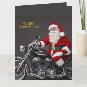 Biker Weihnachtsmann gefaltete Grußkarte Karte