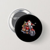 Biker Weihnachtsmann über Motorrad Spaß Weihnachts Button (Vorne & Hinten)