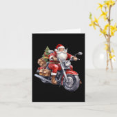 Biker Weihnachtsmann über Motorrad Spaß Weihnachts Karte (Gelbe Blume)