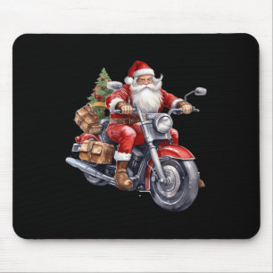 Biker Weihnachtsmann über Motorrad Spaß Weihnachts Mousepad