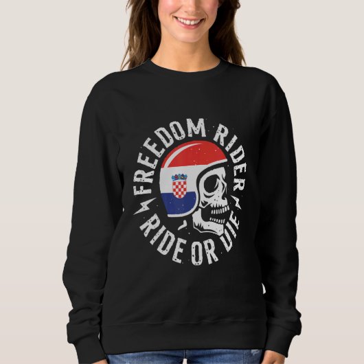 Biker with Croatia flag Sweatshirt (Vorderseite)