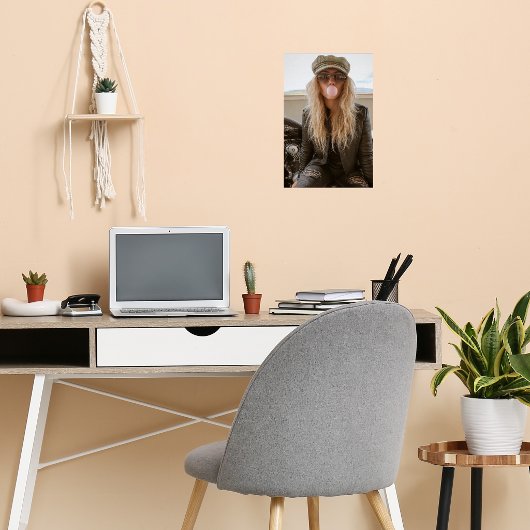 Biker Woman Pink Bubble Gum Bubble Stylish Poster