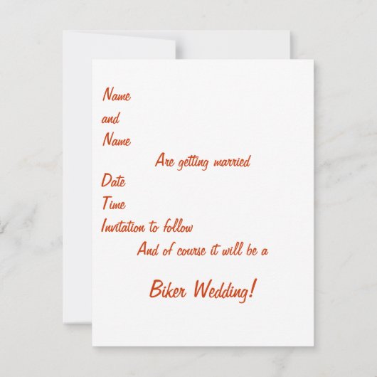 Bikerhochzeit speichert das Datum Save The Date (Rückseite)