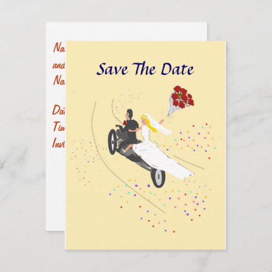 Bikerhochzeit speichert das Datum Save The Date (Vorne/Hinten)