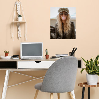 Bikerin Frau Rosa Bubble Gum Blase Stylisch Poster