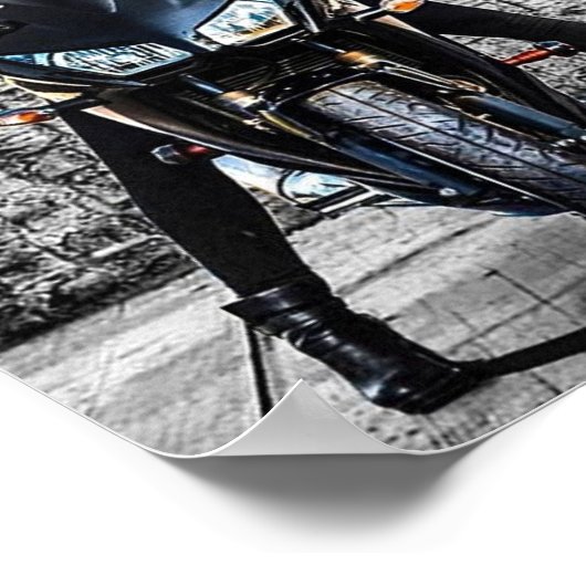 Bikerin mit Flügelposter Poster (Ecke)