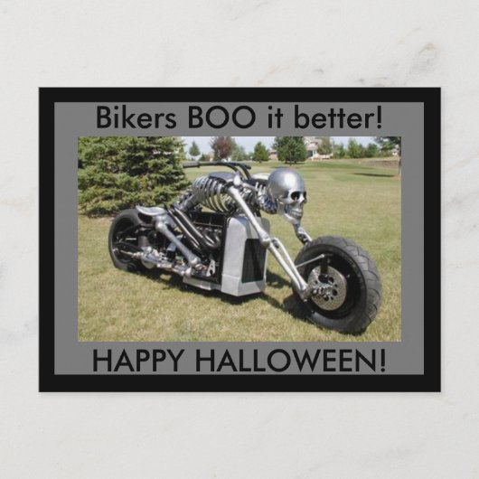Bikers BOO es besser Halloween Postkarte (Vorderseite)