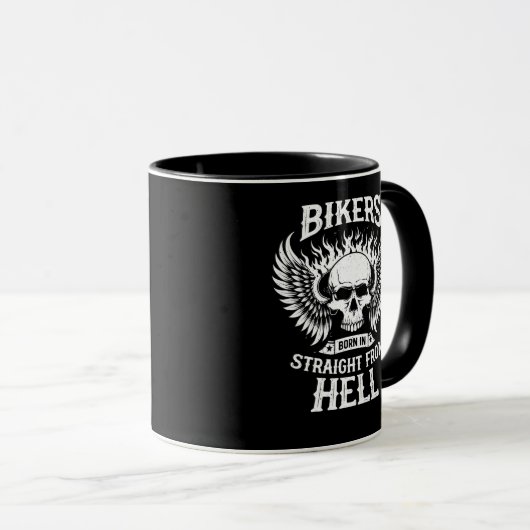 Bikers Born In Straight From Hell, Mug Tasse (VorderseiteRechts)