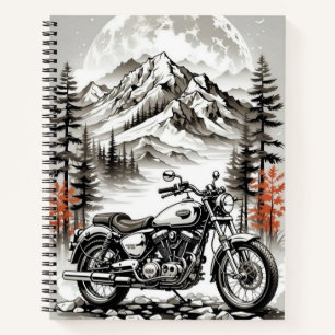 Biker's Mountain Retreat: Motorrad unter dem Mond Notizblock