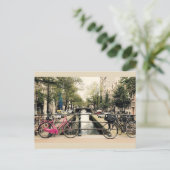 Bikes entlang des Amsterdamer Kanals Postkarte (Stehend Vorderseite)