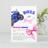 Bikes oder Bows - Blaue oder rosafarbene Darstellu Einladung (Stehend Vorderseite)