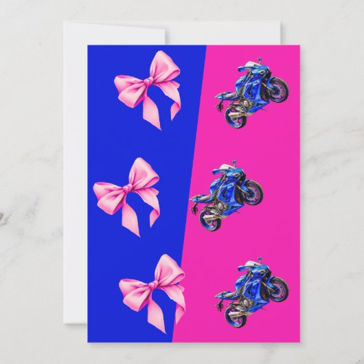 Bikes oder Bows - Blaue oder rosafarbene Darstellu Einladung (Rückseite)