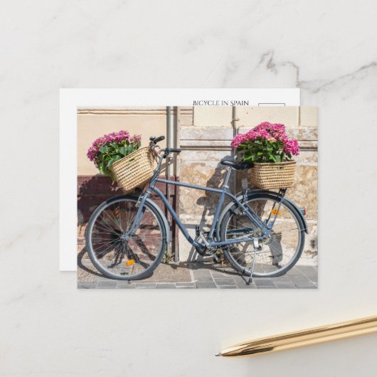 Bikes und rosa Blume Postkarte (Vorderseite/Rückseite Beispiel)