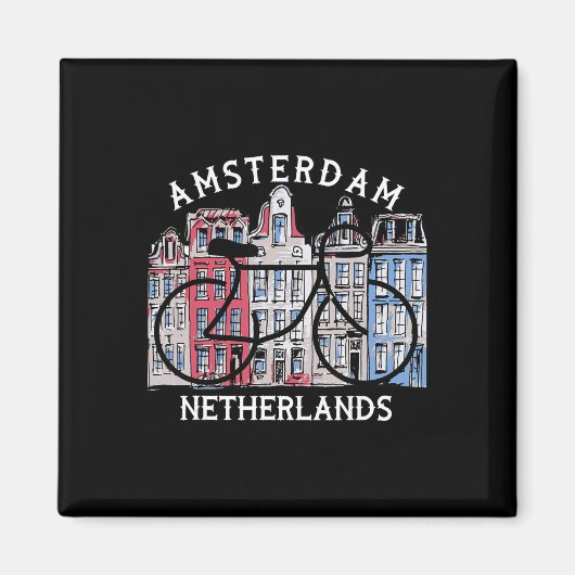 Biking Amsterdam Netherlands Graphic  Magnet (Vorne)