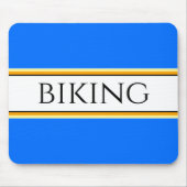 BIKING Fun Bright Blue Yellow White Racing Streife Mousepad (Vorne)