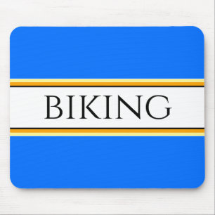 BIKING Fun Bright Blue Yellow White Racing Streife Mousepad