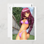 Bikini Anime Girl Postkarte (Vorne/Hinten)