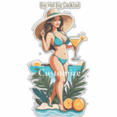 Bikini Babe Big Hat - Big Cocktail Thunder_Cove Aufkleber (Vorderseite)