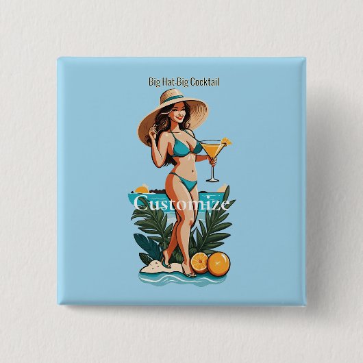 Bikini Babe Big Hat - Big Cocktail Thunder_Cove Button (Vorderseite)