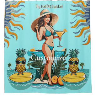Bikini Babe Big Hat - Big Cocktail Thunder_Cove Duschvorhang