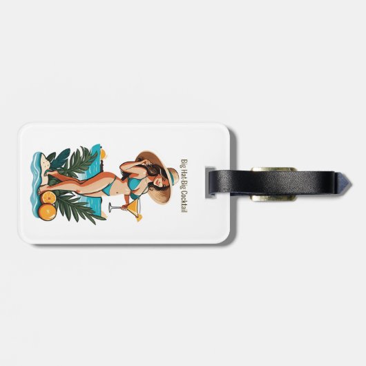 Bikini Babe Big Hat - Big Cocktail Thunder_Cove Gepäckanhänger (Rückseite horizontal)
