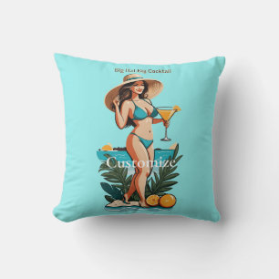 Bikini Babe Big Hat - Big Cocktail Thunder_Cove Kissen